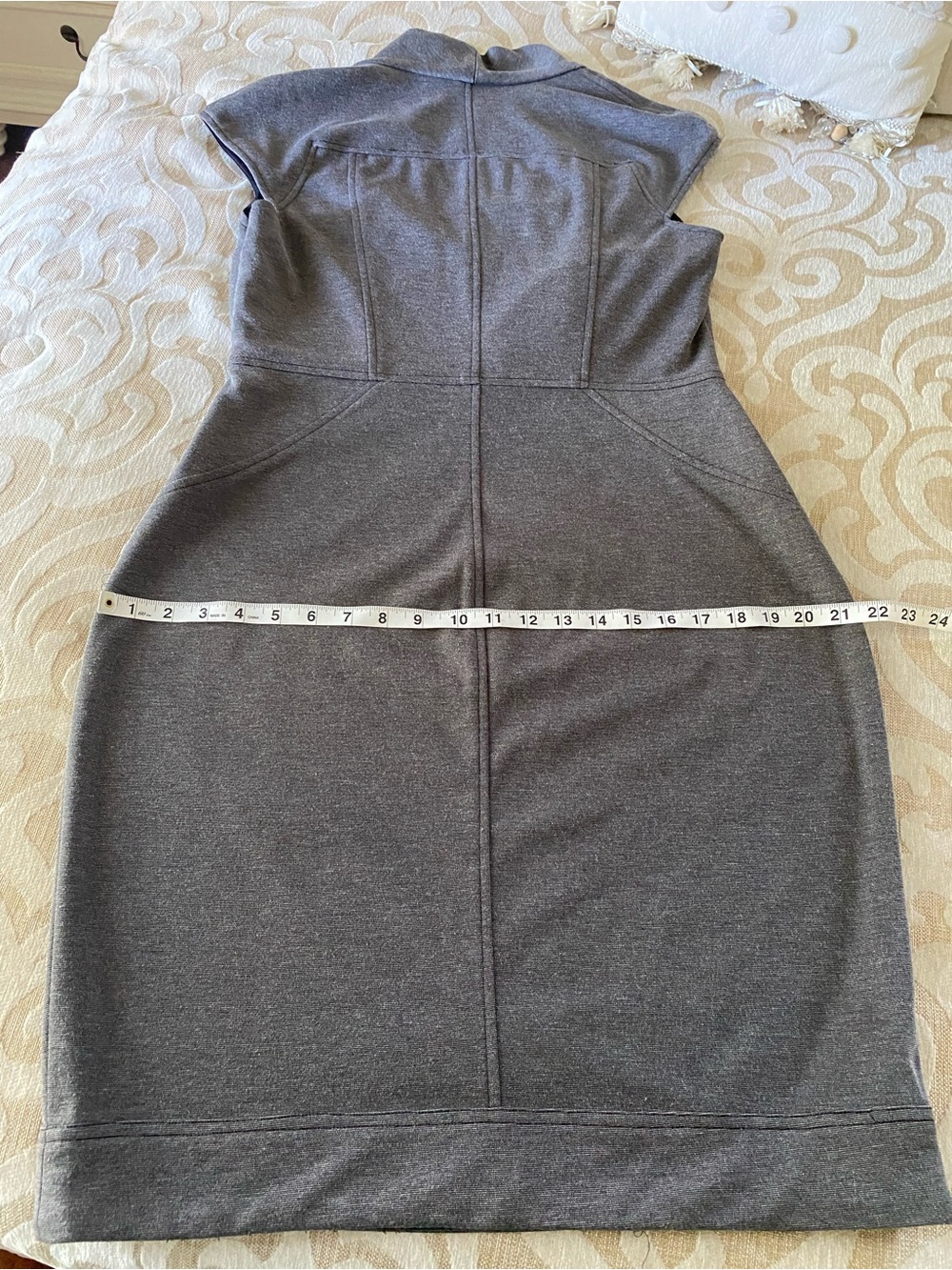 Maggy London Gray Sheath Dress Shawl Collar Career Office Size 14 - Picture 7 of 14